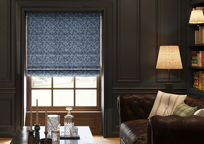 Oak Leaves Velvet, Midnight - Motorised Roman Blind - Image 3